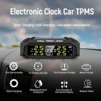 E-ACE 8 Bar TPMS sensores solares de neumáticos de coche botones de pantalla táctil Monitor de presión sistema de alarma herramientas automotrices - details 0