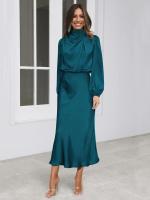 Primavera Verano nuevo vestido de manga larga de satén de gama alta vestido de noche elegante para mujer ropa de fiesta vestidos de celebridades - details 21