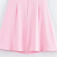 Vestido corto de verano rosa simplicidad con cuello redondo material de poliéster moda para mujer - details 10