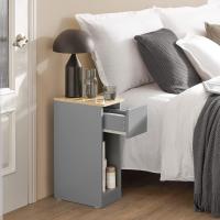 Auxiliares para Salón Mesilla de Noche Estrecha para Dormitorio con 1 Cajón y 1 Compartimento Abierto Blanco y Madera 20 x 35 x 60 cm FBT111-WNx2 ES - details 60