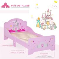 Cama Infantil de Madera +3 Años 143x73x60 cm Carga Máx. 50kg Protección con Barrieras - details 5