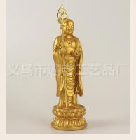 Bodhisattva Jiuhuashan estación Bhikkhu Golden Ksitigarbha pequeña estatua Spray oro artesanía hogar Buda ornamento - details 10