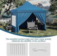 Gazebo Party Tent 3x3m con 4 paredes laterales y puerta con cremallera y ventana azul - details 0