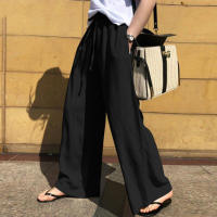 Pantalones casuales de color sólido de cintura alta de moda de pierna ancha para mujer, primavera y otoño - details 4