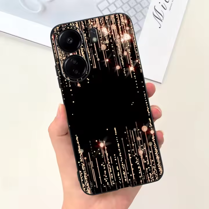 Funda trasera para Xiaomi Poco C65, cubierta suave de silicona líquida mate con estampado de dibujos animados de flores, protección a prueba de golpes - 1