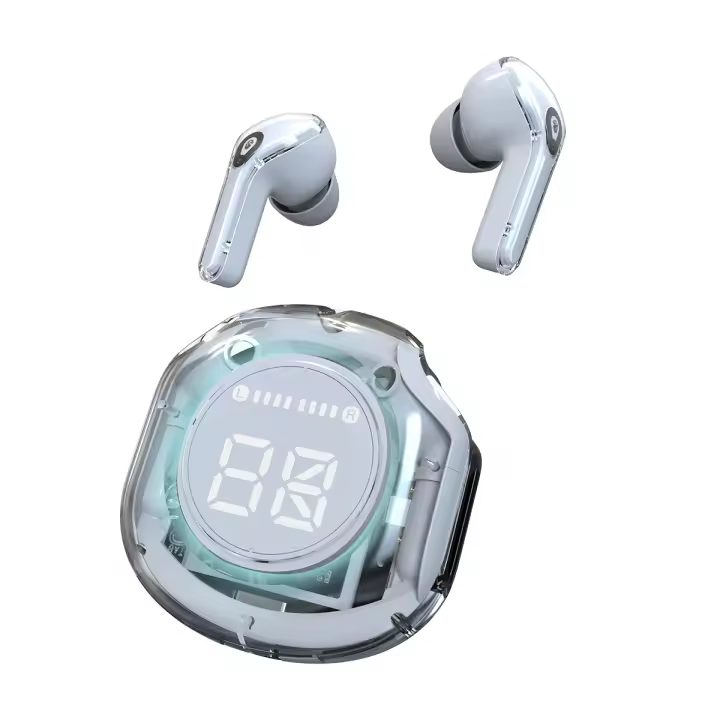 Auriculares Bluetooth inalámbricos de cristal, caja de visualización LED transparente, tonos pastel elegantes, te sumergen en un mundo de color y sonido - 1