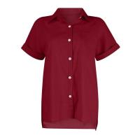 Camisa Simple y a la Moda para Mujer Algodón y Lino Informales, Clásicas con Manga Corta y Borlas - details 61