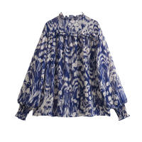 Conjuntos de Falda de Verano para Mujer OUWU Camisa de Manga Larga con Cuello de Lazo, Tops, Minifaldas Acampanadas, Estilo Vintage - details 4