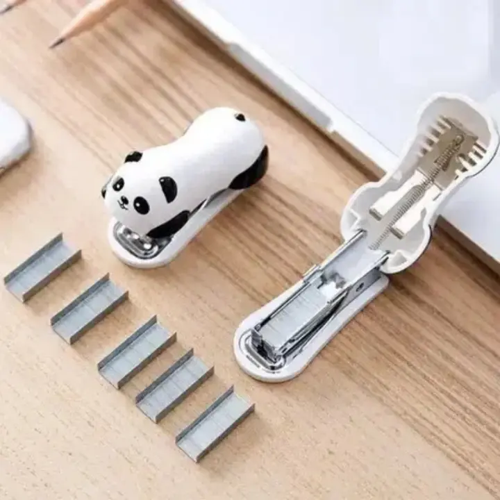 1 juego de grapadoras panda mini grapadoras adaptativas agujas dibujos animados - 1