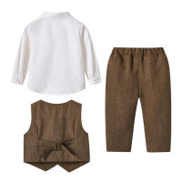 Conjunto de tres piezas de chaleco de caballero para niños de primavera, cárdigan de algodón de manga larga, pantalones de traje, ropa infantil de moda. - details 1