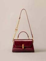 Hombro para mujer: bolso cruzado vintage de cuero encerado con cadena, elegante bolso cuadrado pequeño para las axilas para uso diario Mochila de lujo de alta gama - details 23