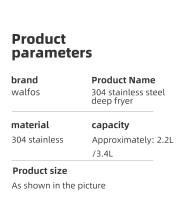 Walfos Olla Frituradora de Acero Inoxidable Capacidad de 2L-3L Incluye Cesta de Filtrador, Termómetro Ideal para Frituras y Temporada - details 8