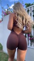 Ropa deportiva mejorada para gimnasio para mujer, pantalones cortos ajustados blancos, ropa deportiva sin mangas para entrenamiento de yoga - details 2