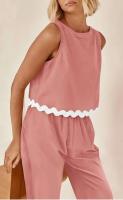 Conjunto de Pantalones de Moda de Cintura Alta y Piernas Anchos Camiseta Corta sin Mangas - details 11