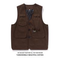 Chaleco de trabajo Retro informal para hombre, gran oferta de temporada, primavera y otoño, chaleco con hombreras en capas a la moda con múltiples bolsillos, corte holgado - details 1