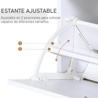 Cajones Estante de Vidrio y Manija de Aluminio para Pasillo Entrada Carga 50 kg 60x24x105,5 cm Blanco - details 1
