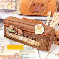 Bolsa de Pluma Capibara en Forma de Estrella Gran Capacidad Estante de Papelería de Lona con Brillo - details 7