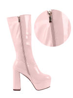 Botas de longitud media para mujer, con plataforma impermeable, tacón grueso, cremallera lateral, botas de moda de charol, Otoño/Invierno 2025 - details 7