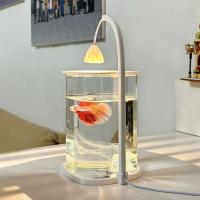 Pecera decorativa de paisaje acrílico de alta transparencia, inastillable con tapa, pecera de pez dorado, luz LED, pecera Betta - details 3