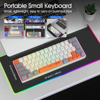 Teclado para juegos con cable USB, periférico portátil con retroiluminación RGB, color gris y Beige, para ordenadores portátiles con Windows y ordenador, 63 teclas - details 7