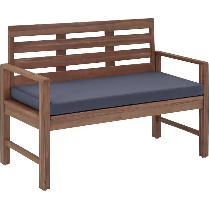 Sofá biplaza para exteriores con acolchado, madera de acacia, acabado en nogal, capacidad de carga 102 kg - 1