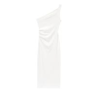 PB & ZA 2025 vestido midi asimétrico sin mangas con temperamento novedad de verano vestido largo de color sólido para mujer - details 3