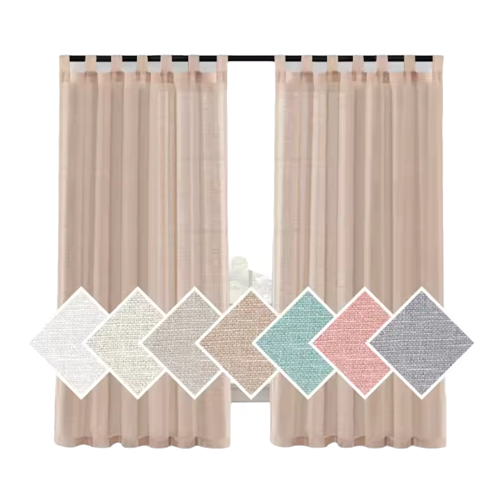 Cortinas de lino BIT para habitación, 2 piezas, translúcidas, cortinas modernas con ojales, decorativas para ventana, dormitorio y sala de estar - 1
