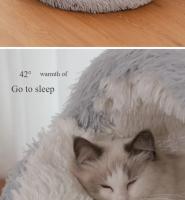 Saco De Dormir Para Mascotas Semi-Abierto Almohadilla Redonda De Peluche Suave 2 En 1 Calefacción Para Gatos Y Perros Nido De Descanso Cómodo Para Pequeños Animales - details 4