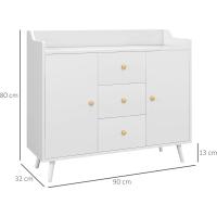 Cocina con 2 Puertas 3 Cajones y Patas de Madera de Pino para Comedor Pasillo Dormitorio 90x32x80 cm Blanco - details 2