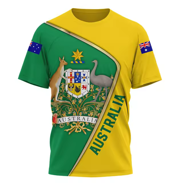 Camiseta con cuello redondo y estampado 3d de estilo australiano para hombre, pantalón corto informal de manga corta, jersey de gran tamaño, ropa de moda para hombre - 1