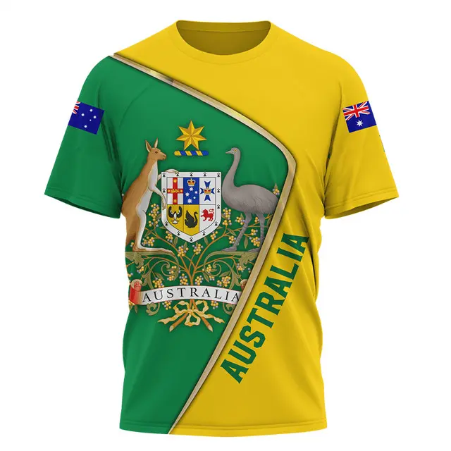 Camiseta con cuello redondo y estampado 3d de estilo australiano para hombre, pantalón corto informal de manga corta, jersey de gran tamaño, ropa de moda para hombre - 1