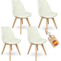 Sillas de Comedor Nórdicas con Respaldo Ergonómico |   Sillas de Cocina con Madera de Haya Maciza con Tela Anti Manchas de Polipiel (2, Gris) - details 16
