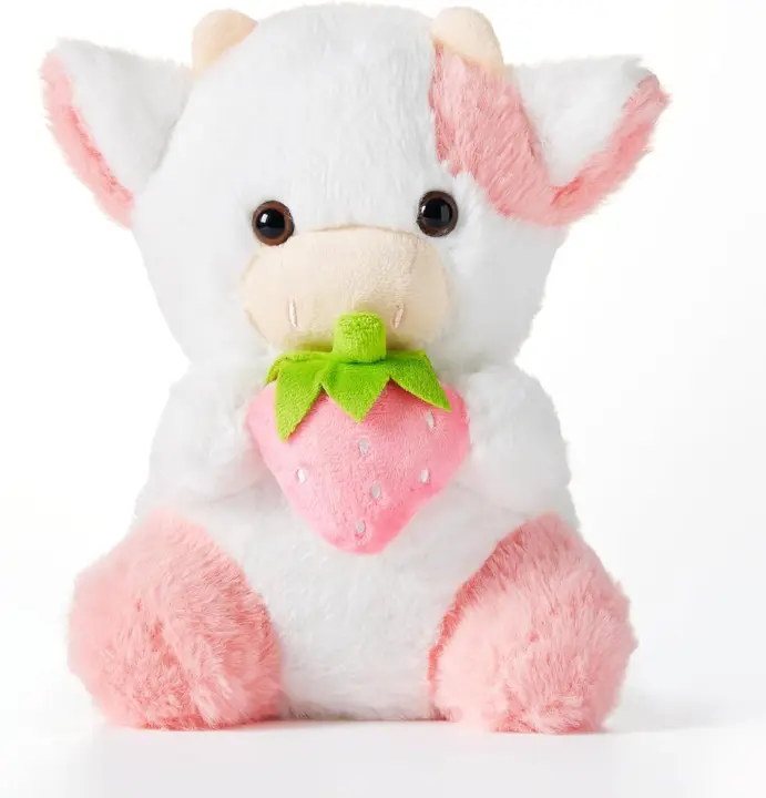 Juguetes de peluche de vaca de fresa, muñeco de Animal de peluche de vaca de fresa, adecuado para niños, regalos de cumpleaños y fanáticos para coleccionar, nuevo - 1