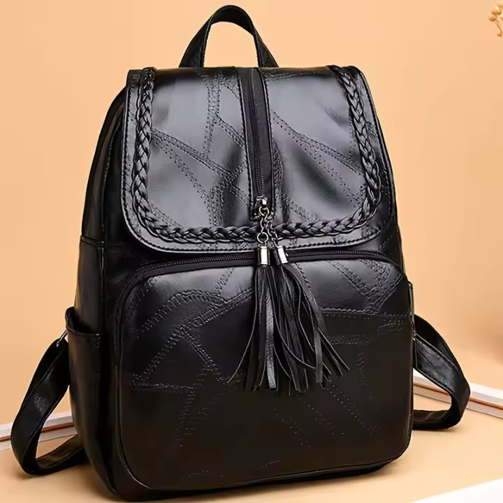 Bolso de cuero PU suave para mujer, mochila de viaje para mujer, dirección de la cabeza al azar - 1