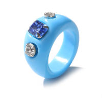 Anillos de resina coloridos de moda 2024 para mujer, anillos acrílicos simples vintage con diamantes de imitación, anillos geométricos de plástico estilo hip hop, joyería. - details 17