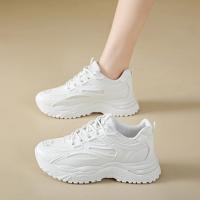 Zapatillas de deporte gruesas blancas para mujer, zapatos de tenis de cuero, zapatillas gruesas para mujer - details 6