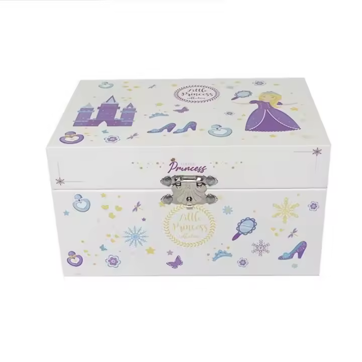 Caja de música única con espejo de princesa, artesanía de dibujos animados, adornos musicales para niños, bonita caja de almacenamiento de joyería, regalo de cumpleaños - 1