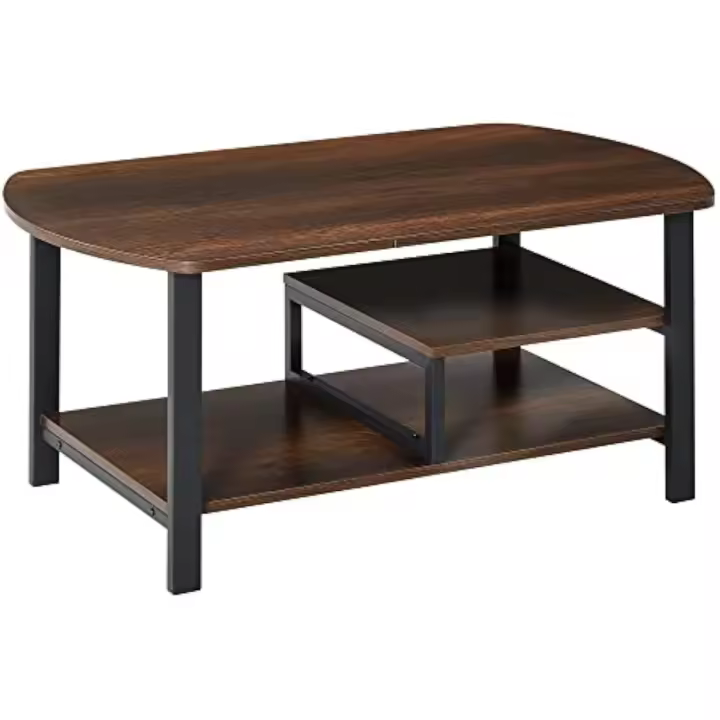 Mesa de Centro Mesa de Café con 2 Estantes para Salón Sala de Estar Dormitorio Estilo Vintage Madera 100x60x46 cm - 1