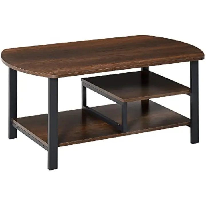 Mesa de Centro Mesa de Café con 2 Estantes para Salón Sala de Estar Dormitorio Estilo Vintage Madera 100x60x46 cm - 1