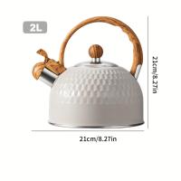Tetera de Acero Inoxidable Diseño Ergonómico de Mango de Madera Patrón de Diamantes Martillados - details 4