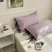Funda de almohada con lazo de Color sólido, fundas de almohada de algodón de estilo nórdico suave, funda de almohada transpirable lavable, accesorios para dormitorio, 2 uds. - details 3