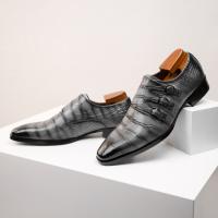 Zapatos de cuero transpirables de vestir para hombre con relieve. - details 16