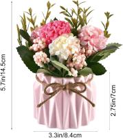 Piezas de Flores Artificiales Decorativas, Maceta Ramo de Hortensias con jarrón de Ceramica para Sala, Oficina, Jardín y Balcón, 2 unidades - details 1