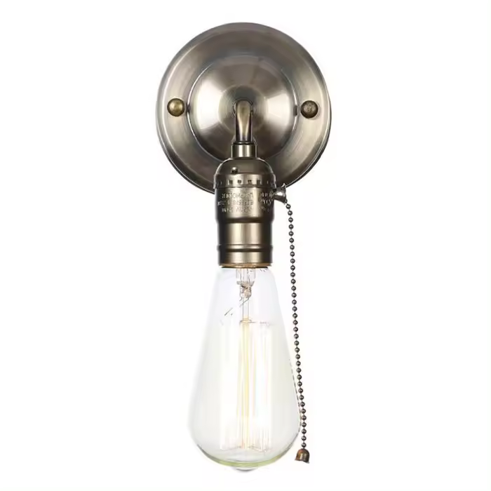 Lámparas de pared Vintage de un solo cabezal, lámpara de mesita de noche, luces de pared para el hogar minimalistas industriales, interruptor de tracción cromado negro, candelabros - 1