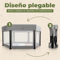 Parque Infantil Bebe Plegable 126x126cm + Alfombra Bebe + 2 Agarraderas – Corralito Bebe con Malla Transpirable sin Montaje – Parque de Juegos Bebe – Cuna Bebe Parque Bebe - details 5