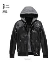 Chaqueta de cuero para motocicleta cortavientos con cremallera y cuello levantado de PU para hombre, informal, ajustado, de lana, para invierno, Otoño e Invierno - details 1