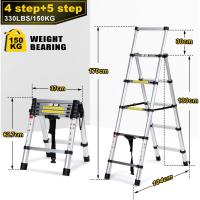 Escalera Telescópica de Aluminio de 5m Portátil, Desmontable, Antideslizante, Extensible, Multiusos, Carga de 150kg Mejoras del Hogar y Herramientas - details 71