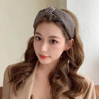 Diademas Vintage a cuadros para niña y mujer, bandanas antideslizantes de lado ancho, cinta para el pelo de rejilla, diadema con nudo, envoltura para la cabeza coreana - details 5