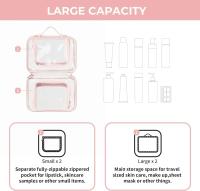 Bolsa de cosméticos transparente de 2 capas, paquete grande impermeable, bolsas de maquillaje transparentes de viaje multifuncionales, bolso de mano - details 7