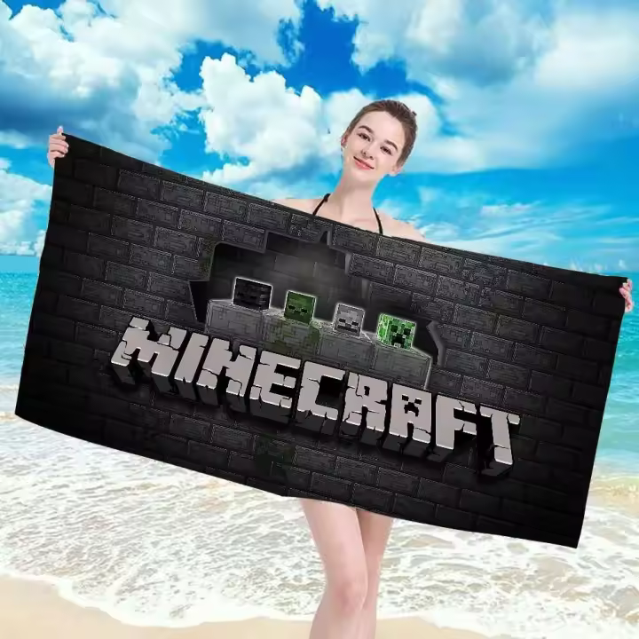 Minecraft Toalla de baño bata playa toallas de baño grandes adultos Albornoz niña Spa baño tamaño Navidad Anime hogar textil - 1